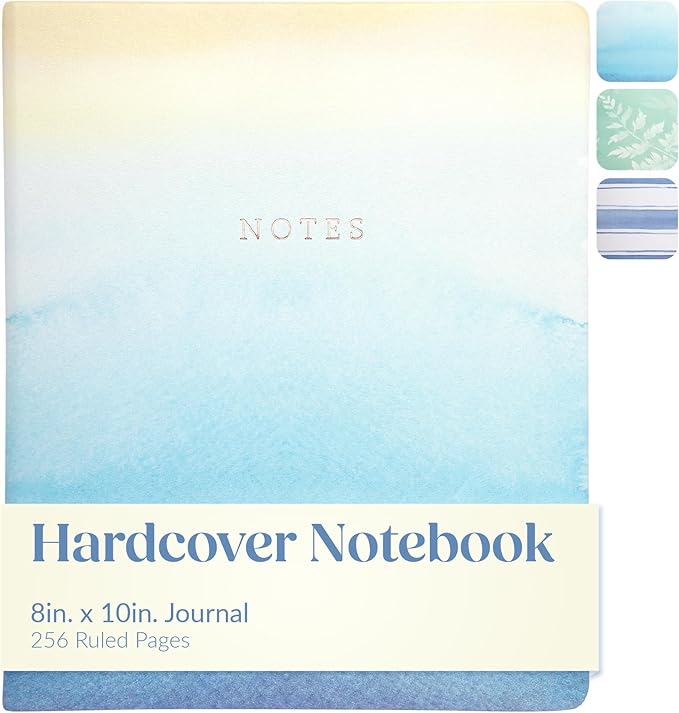 WORLD TRAVELER Large Lined Journal Notebook 256 Ruled White & Ivory Pages | Lay-Flat Binding, Gilded Page Edges Resist Wear, Reinforced Square Corners, Bleed-Resistant Smooth Paper