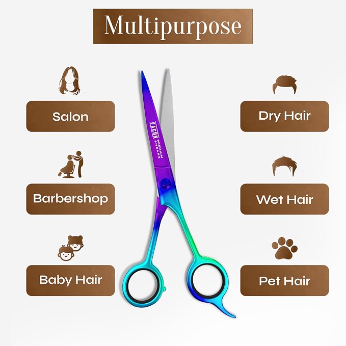 Facón Hair Cutting Scissors - Professional Hair Scissors 6.5 Inch Razor Edge Barber Shears Salon Hair Cutting Shears - Japanese Stainless Steel - Precision Cutting Premium Shears for Men, Women & Kids