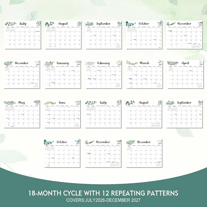 Comix 2026-2027 Wall Calendar, 18 Months Jul 2026 - Dec 2027 Monthly Planner, 120 GSM Thick Paper Lined Blocks, Hanging Calendar for Home Office Classroom, 14 x 11 Inch