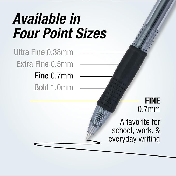 Pilot G2 + FriXion Clicker Companion Pack, 0.7mm Fine Point, Black Ink, Premium Gel Roller 6 Pack - for School, Office and Business Use