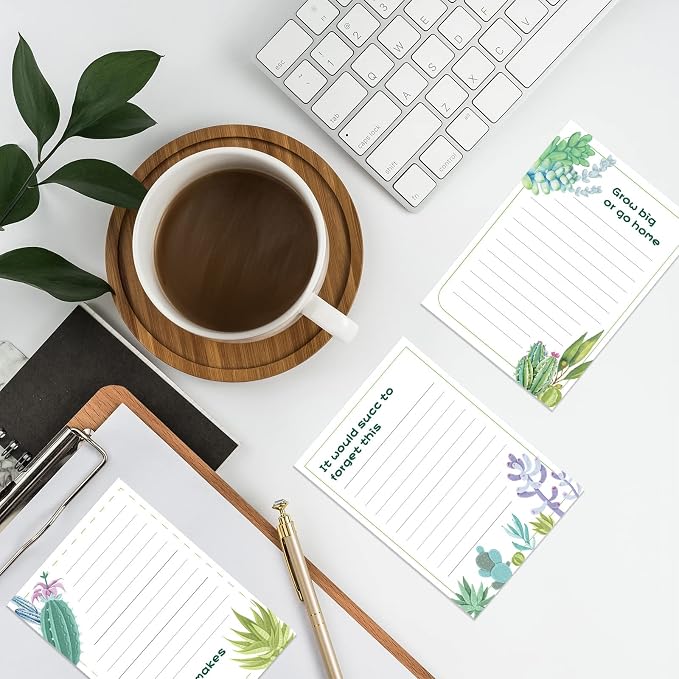 Geyee 8 Pieces 4 x 6 Inch Cactus Funny Notepads Plant Memo Pads Office Supplies Cute Novelty Lined Notepad Desk List Notepad for Teacher Studying School Home Travel Rewards
