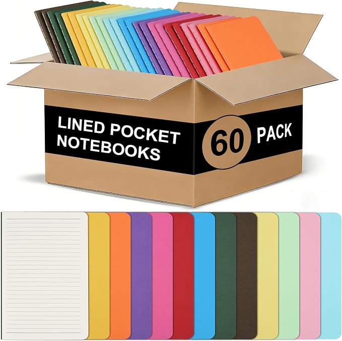 ZCZN 120 Pack Mini Pocket Notebooks Bulk, 3.5 X 5.5 Inches Mini Journals, 30 Sheets/60 Pages, Colorful Cover Notepads for Writing, Planing, Work, Memo (120, Lined)