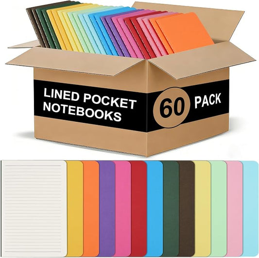 ZCZN 120 Pack Mini Pocket Notebooks Bulk, 3.5 X 5.5 Inches Mini Journals, 30 Sheets/60 Pages, Colorful Cover Notepads for Writing, Planing, Work, Memo (120, Lined)