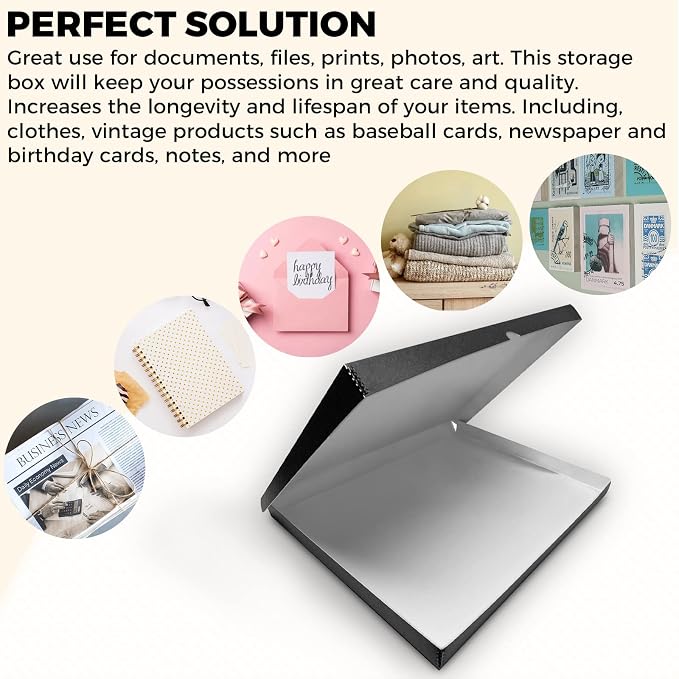 Golden State Art, Clamshell Archival Storage Box 18x24, Black, Pack of 2 | Acid-Free Photo Box with Metal Edge Corner, Preserve And Store Paper Documents Cards Prints Arts and Crafts DIY Projects