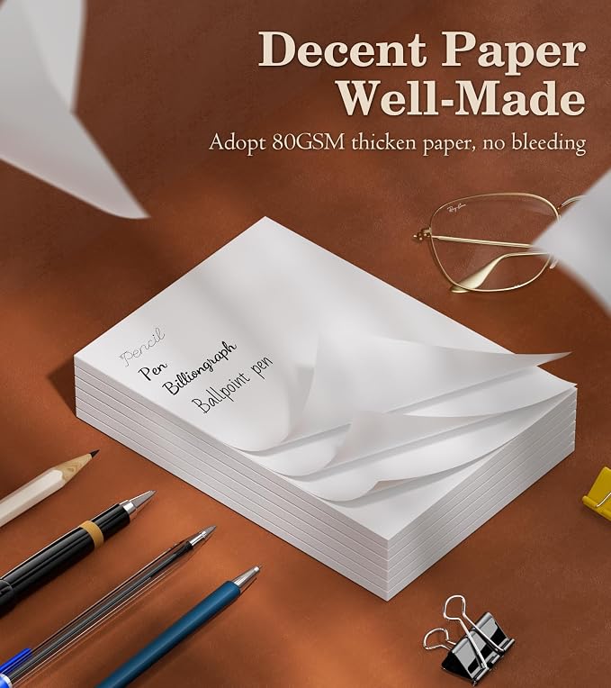 Notepads 4x6 - Blank Memo Pads - 50 Sheets per Notepad - Set of 6 | Small Writing Pads White Paper - Server Memo & Scratch Note Pads 4x6'' for Work, Mini Pocket for Office School Supplies