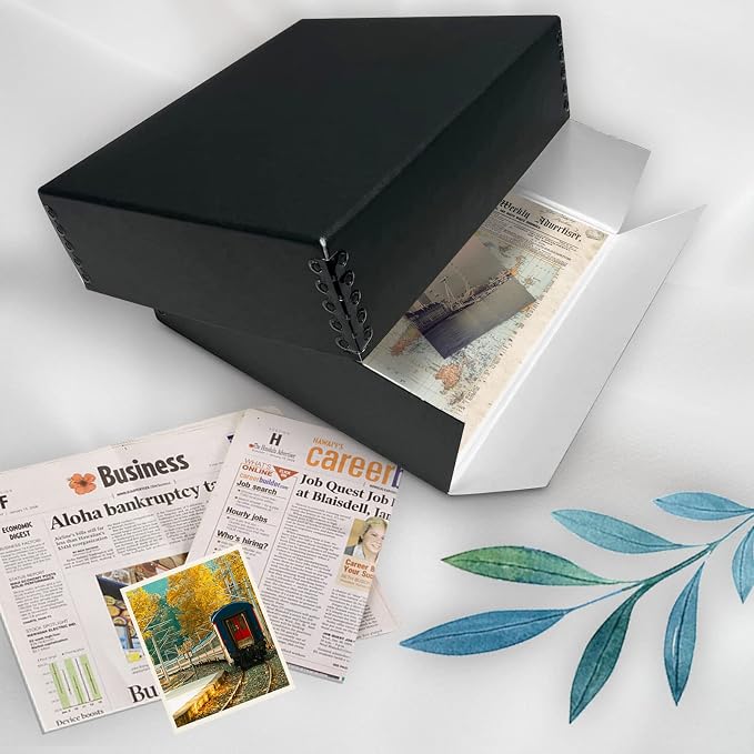Golden State Art, Drop Front Archival Storage Box, 9.25"x11.75"x3"-Black | Acid-Free 8.5x11 Museum Photo Storage Box with Metal Edge, Preserve Documents, Prints, Poster, Photographs, Arts And Crafts