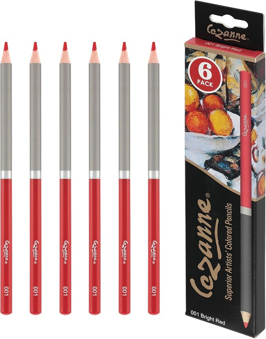 Cezanne Creative Mark Premium Colored Pencils Bright Red 6 Pack - Highly-Pigmented Drawing Pencils - Coloring Pencils for Drawing, Blending, Coloring, and More