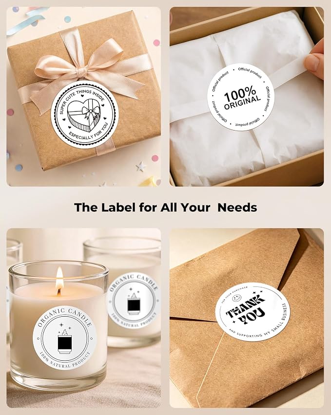 MUNBYN 2.5 Inch White Circle Thermal Labels for Baking, 500 Sheets/1 Roll