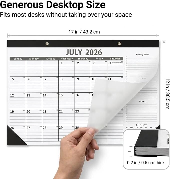 Desk Calendar 2026-2027 (3 Pack) -July 2026 to December 2027-18 Month - 17" x 12" Professional Value Pack Calendar 2026-2027 with 120 GSM Thick Paper.