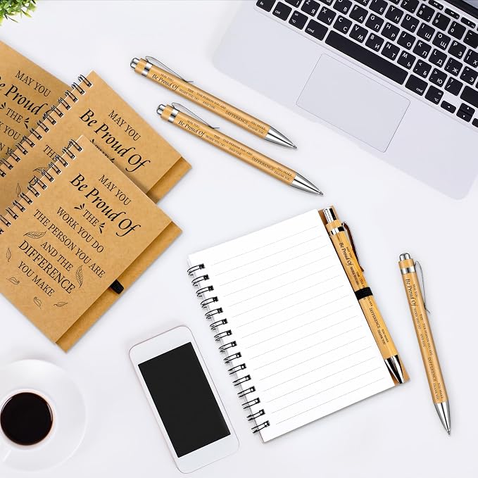 Yeaqee 100 Pcs Employee Appreciation Gifts Inspirational Gifts Set Mini Spiral Notebooks with Pen May You Be Proud of The Work You Do Motivational Thanks Gift for Staff Coworkers (Inspirational Style)