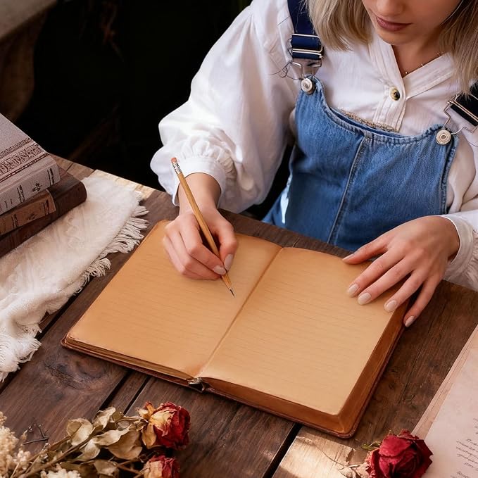 Vintage Hardcover Lined Notebook A5 Journal - 384 Pages 100 GSM Thick Kraft Paper Writing Journal for Men & Women Blue 5.51" x 8.50"