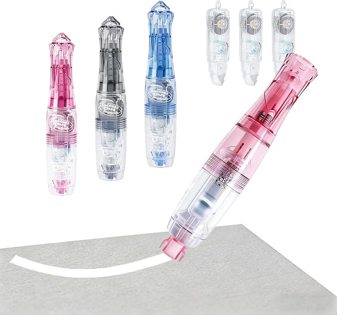 Refillable Correction Tape Pen, Privacy Tape Design, 6M | 3PCS with 3 Refills, Retractable Design, Prevents Show-Through on Double-Sided Documents, School Supplies, Office Supplies