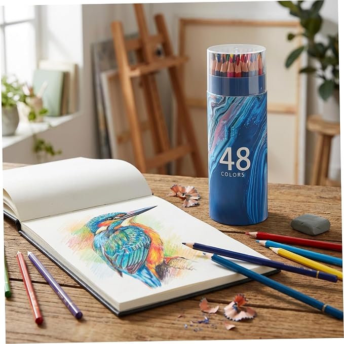 48Pcs Colored Pencil Set, Professional Drawing & Coloring Pencils with Velvety-Soft Core for Artists, Adults, Kids - 48 Vibrant Colors Colour Pencils Colored Pencil