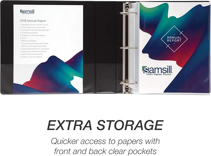 Samsill 4 Pack Durable 2 Inch 3 Ring Binders, Round Ring, Clear View Cover for Presentations, Black