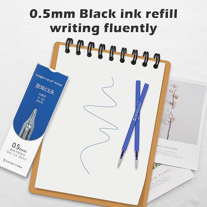 Ddaowanx 10 Pieces Gel Ink Pen Refills, Fine Point 0.5mm Tip Smooth Writing Quick Dry for Journaling Writing School Office Supplies (10 Pcs Gel Pen Refills, Blue)