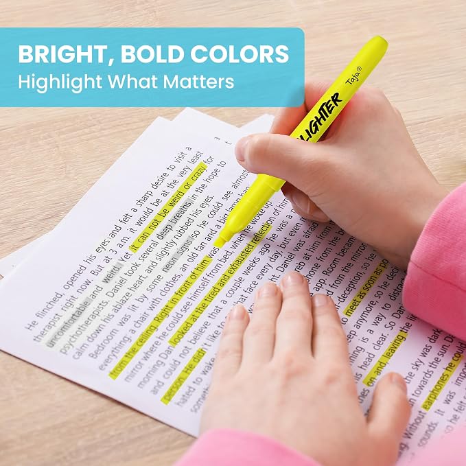 Taja Highlighters 96 Pack Value Pack, Bright Yellow, Chisel Tip Marking Pens with Clean Ink, Suitable for School, Office, and Daily Use