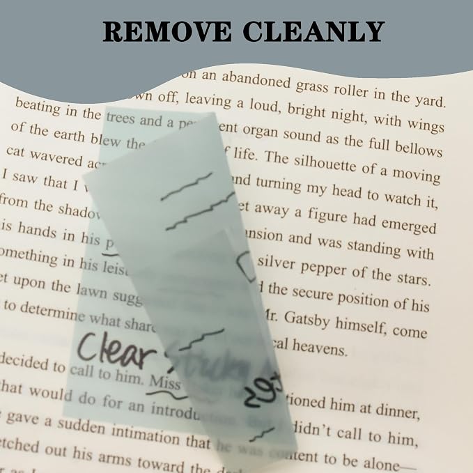 YOUDEFUL 800Pcs Transparent Sticky Notes, Morandi Blue Clear Sticky Notes, 3"x3" Waterproof Translucent Sticky Note Pads, Index Tabs, Clear Post it Notes for Bible Study, See Through Sticky Notes