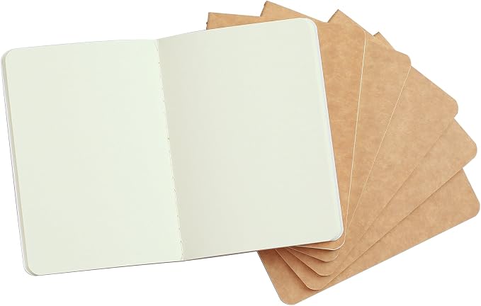 TWONE Pocket Notebook, 6 Pack Softcover Mini Notebooks 3.5" x 5.5" Kraft Brown Notebook Small Memo Notepad for Men Women Kids Traveler Author, 30 Sheets,60 Blank Pages