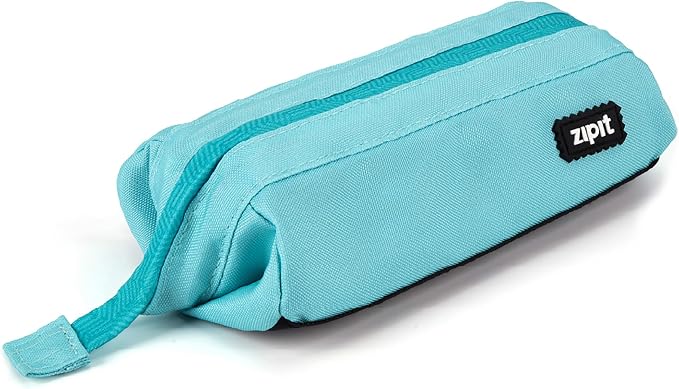 ZIPIT: Lenny Pencil Case - Light Teal - Large Storage Capacity Zipper Pouch, Makeup-Stationery Bag, School-Travel, Washable Polyester, Kid-Teen-Adult