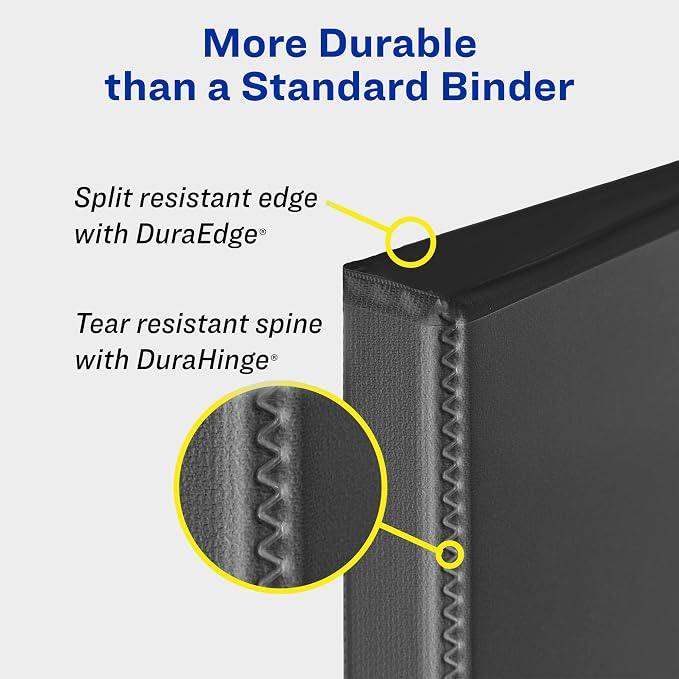 Avery Heavy-Duty View 3 Ring Binder, 2" One Touch Slant Rings, Holds 8.5" x 11" Paper, 4 White Binders (79790)