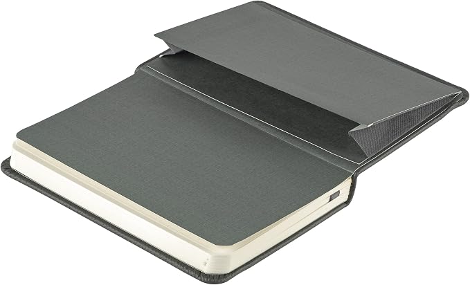 Leather Pocket Notebook, Writing Journal, Full-Grain Leather, Narrow Ruled Paper, Notebooks for Work & School, Twilight Gray (5.7" x 3.8”)