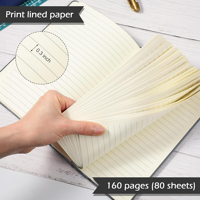 Honoson 20 Pack A5 Lined Journal Notebooks Hardcover Executive Notebook 5.5" x 8.3" PU Leather Wide Ruled Journals Bulk 160 Pages for Back to School Supplies Office Business Home (Gray)