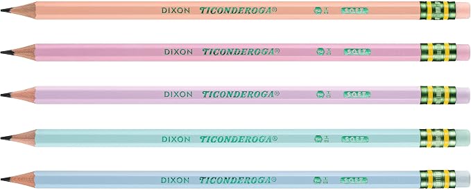 Ticonderoga® Pastel Pencils, 2 Soft, Assorted Colors, Pack Of 10 Pencils