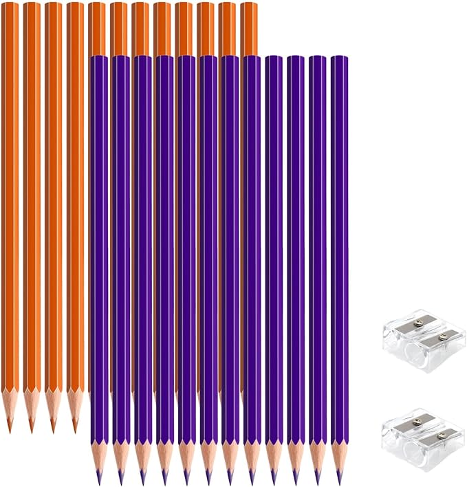 24 PCS Orange Purple Colored Pencils, Pre-sharpened Professional Wooden Art Pencils Set for Artists Painting | Premium Drawing Sketching Supplies (Orange Purple)