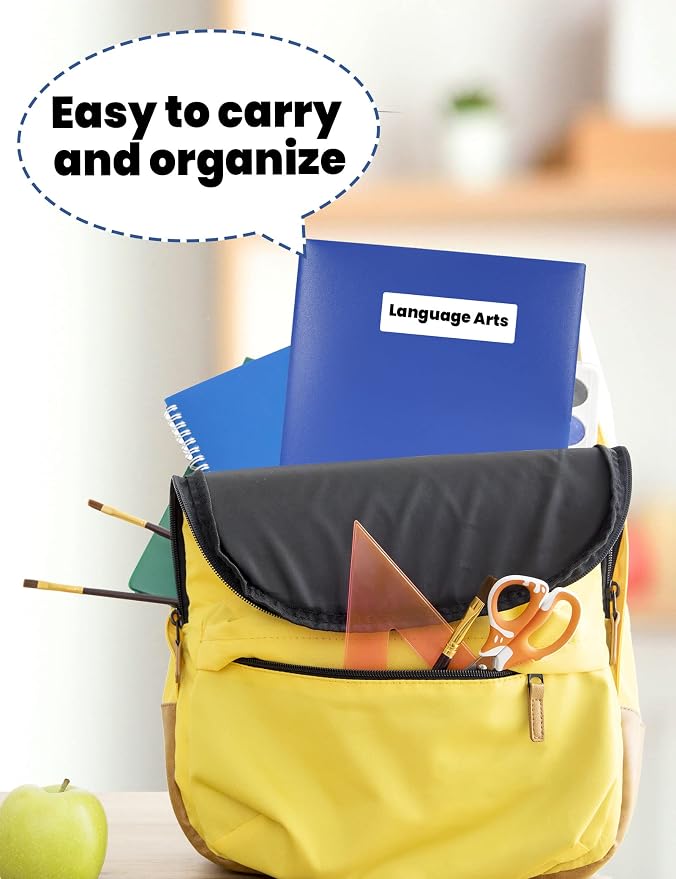 SUNEE 2 Pocket Folders (6 Pack, Blue) Heavy-Duty Plastic Folders with Pockets, Fit 8.5x11 Letter Size Paper, 2-Pocket File Folders for Kids, Home, School, Office