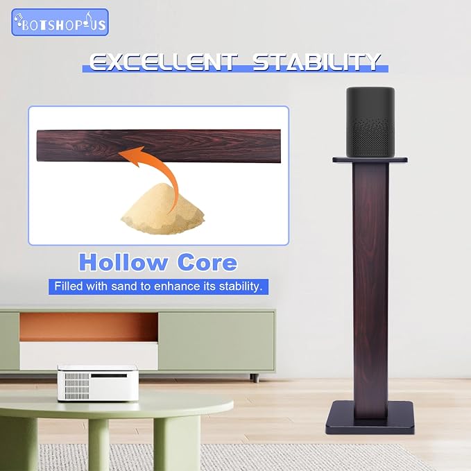 36" Floor Speaker Stands Pair Studio Monitor Stands Bookshelf Speaker Stands Wood Floor Speaker Stands Large Bookshelf Speaker Stands Speaker Stand for Theaters (Black Walnut Wood)