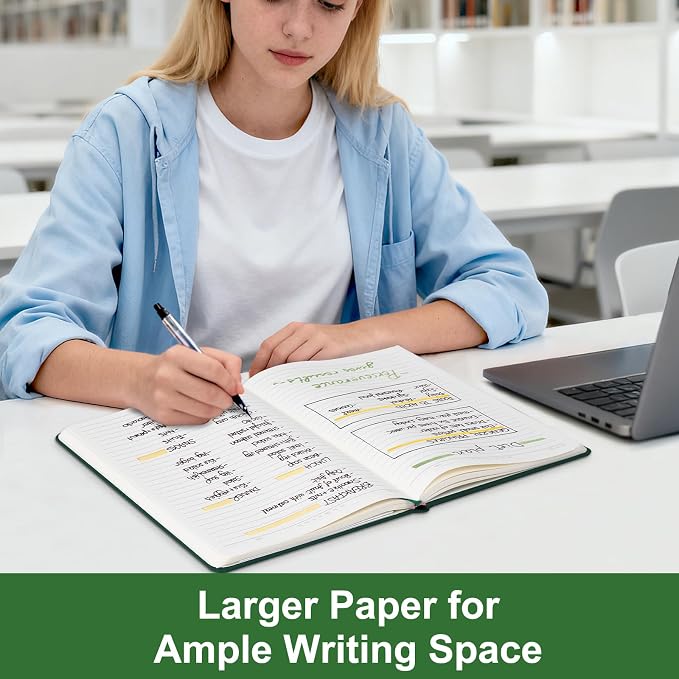 Comix B5 Lined Journal Notebooks, 208 Pages, 6.9 x 9.8 Inches, Dark Green, Hardcover Journaling Notebooks for Men & Women- Fits for Office, Business, School, Notes Taking & Writing