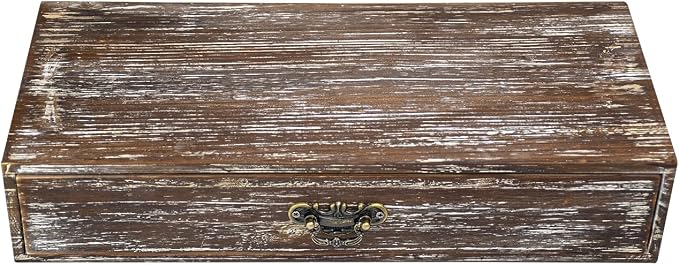 Wooden Drawers Organizer Box Solid Farmhouse Retro Desktop Storage Box | Office Organization for Countertop Table To Store Mail, Phone, Suppliers, Glasses (Retro)