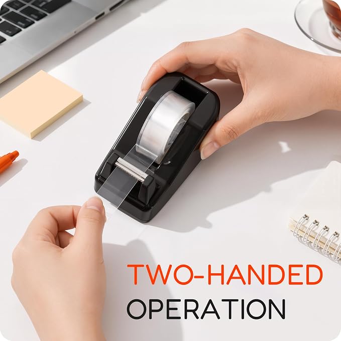 Lightweight Desktop Tape Dispenser, Tape Holder with 6 Rolls Transparent Tape, Stable Non-Skid Base for Office, Home & School, 1-Inch Core (0.71 in x 1000 in Each)