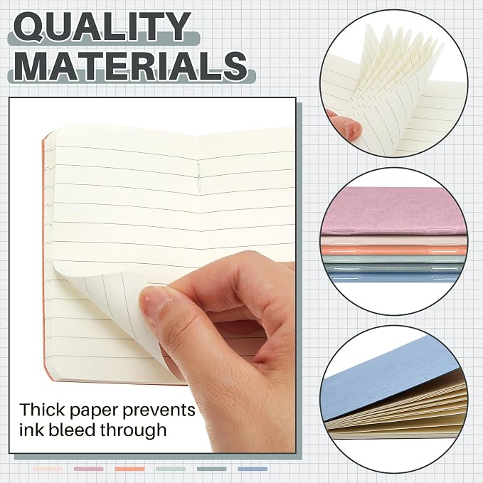 Outus 36 Pcs Pocket Notebook Mini Journal 2.5" x 4" Kraft Paper Mini Notepad Bulk Softcover Pocket Notepad Memo Diary Subject Notebooks for Student Travel School (Morandi Color,Blank Cover)