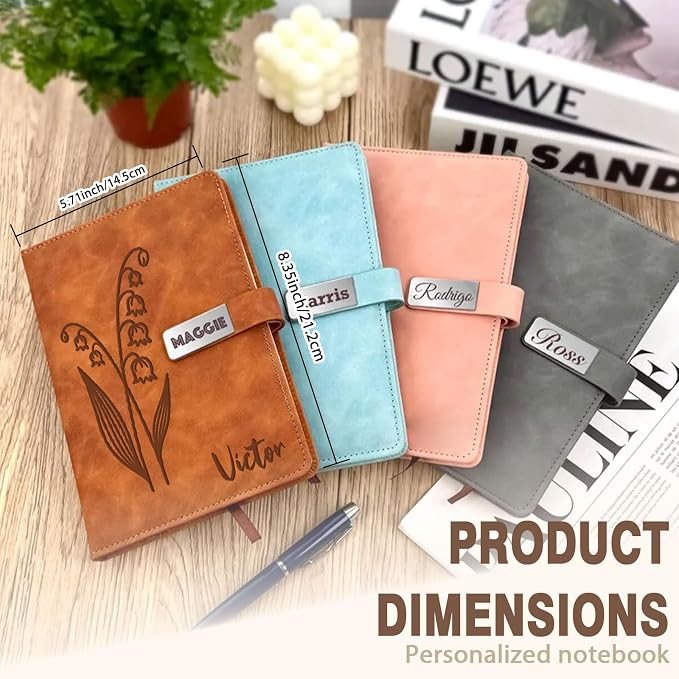Personalized Leather Journal Notebook with Pen Gift Set - Custom Executive Hardcover A5 Writing Diary with Magnetic Closure for Men, Women, Business, Graduation, Birthday, Corporate Gifts (Personalized Journals for Women)