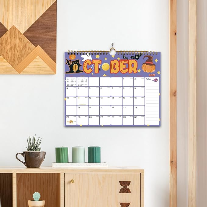 2027 Calendar - 18 Monthly Wall Calendar, July 2026 - December 2027, 8.5" x 11", Calendar 2027 with Twin-Wire Binding, Hanging Hook, Blocks and Julian Dates (Wall Calendar Festivals)