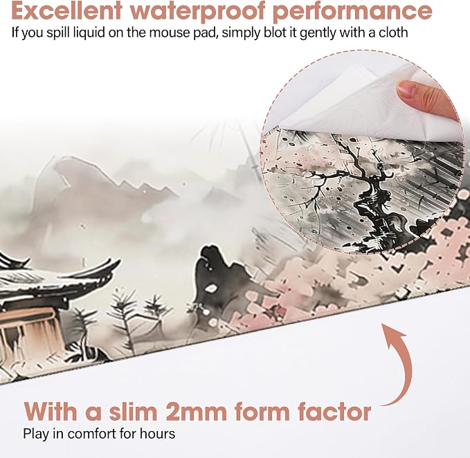 Desk Pad 31.5x15.7 Inch for Computer - Large Mouse Pad with Non Slip Base, Smooth Surface for Optical and Laser Mouse, Bamboo