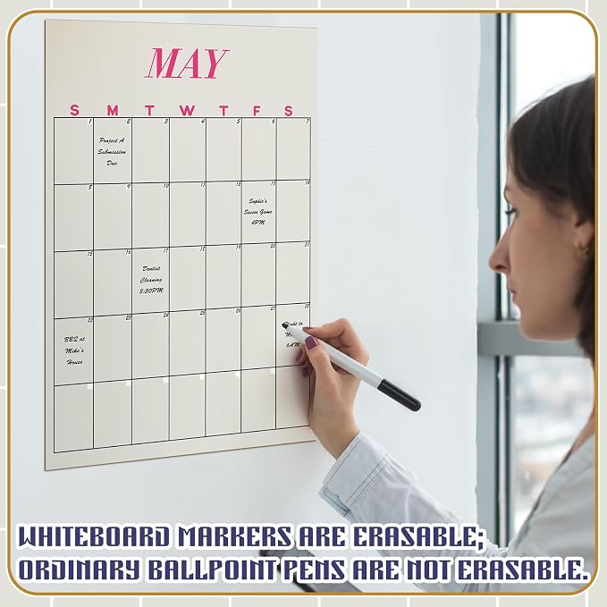 12 Pcs Undated Calendar 16‘'x 12‘' Large Colorful Wall Calendar 12 Month Dry Ease Reusable Planning Erasable Yearly Blank Planner Reserved Grid for Office Home Educational Study Room Back to Class