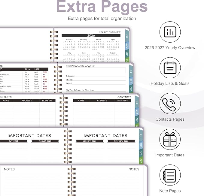 Planner 2026-2027, Weekly and Monthly Academic Year Calendar Planner, July 2026 - June 2027, Daily Agenda Book for Office School Supplies, Letter Size(8.5'' x 11'')