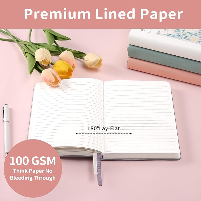 Thick Journal Notebook 368 Pages A5 Journals for Writing with 100GSM Lined Paper Softcover Leather Journals for Women School Note Taking Office Work Diary Pink