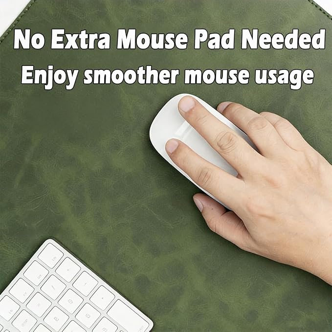 Edge-Locked Non-Slip Large Desk Pad with Edge Protector, Leather Office Laptop Mouse Mat Extended Table Protector, Desk Blotter for Writing Game Work Typing (Light Green,39.4"x16.9")