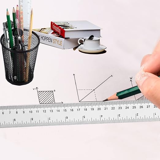 YYJ HOME Clear Plastic Ruler, 12 Inch, 3 Pack, Transparent, Acrylic, Plastic Construction
