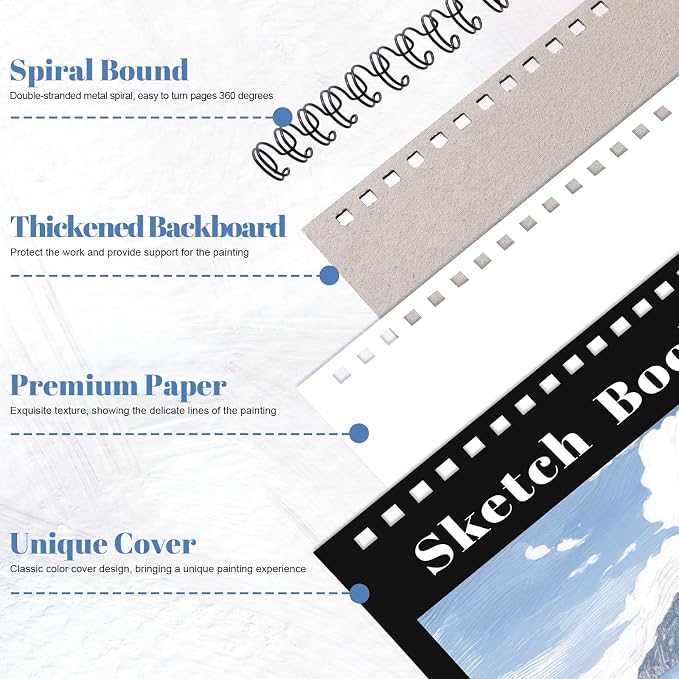 4 Pack Small Sketch Books, 5.5 x 8.5 Inch Mini Sketchbook, 68lb/100gsm Spiral Bound Small Sketch Pad, Acid Free Art Supplies Drawing Painting Sketchbook for Beginners, Artists (Black)