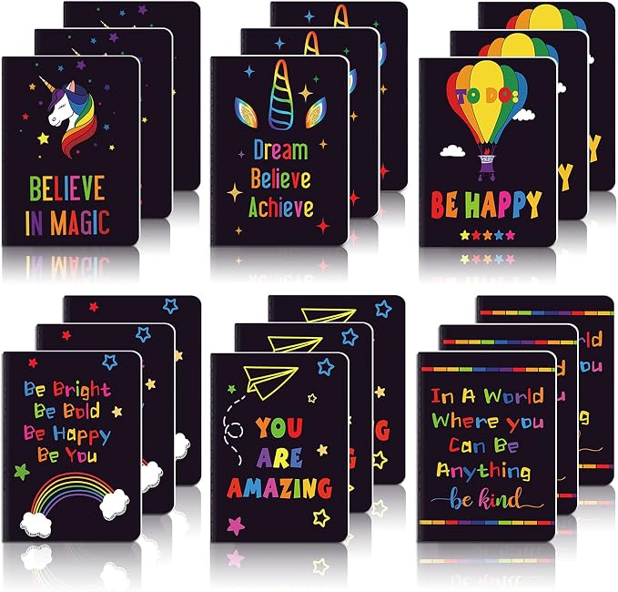 24 Pieces Mini Inspirational Notepads Bulk Gifts Cute Motivational Journal Notebooks Small Pocket Lined Positive Inspiring Notebooks for Home and Office School Travel Supplies,8 Styles,3.2 x 5 Inches