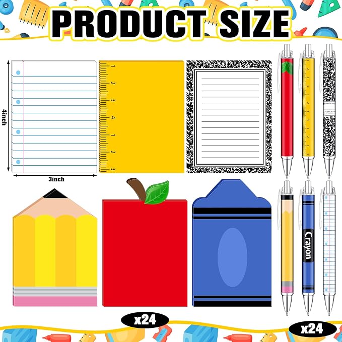 Eaasty 48 Pcs Back to School Teacher Gifts Bulk Cute Composition Notepads and Ballpoint Pens with Ribbon Inspirational Thank You Gifts for Teacher, Student, Staff, Coworker