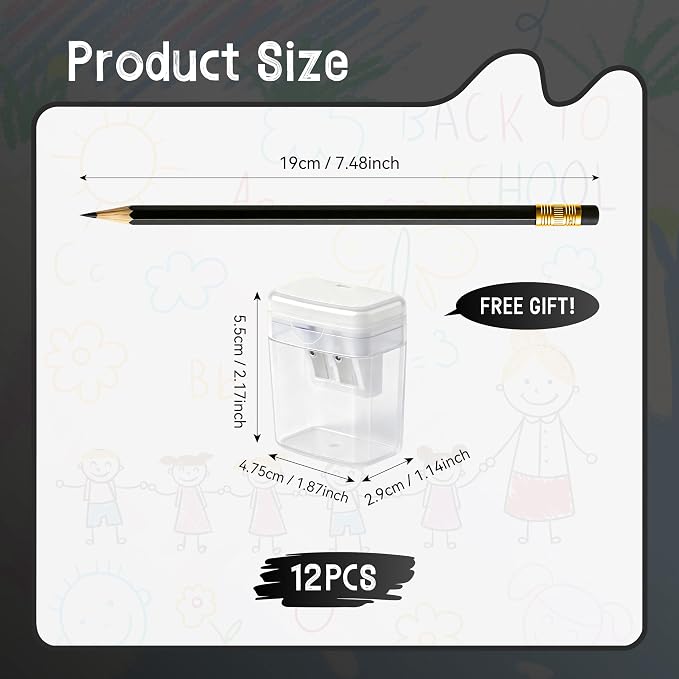12 Pcs Black Pencils with Eraser for Kids HB Erasable Pencils Pre-Sharpened Professional Wooden Pencils Set, Ideal for School Writing, Drawing, Sketching, Coloring and Creative Projects(Black)