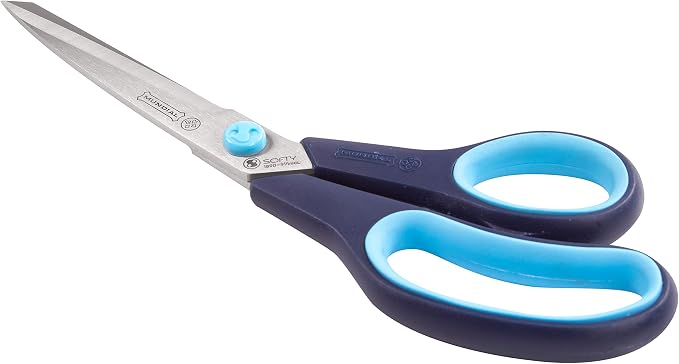 Mundial 9.5-Inch Cushion Soft Professional Dressmaker Shears - with Comfortable Blue Handle and Micro-Serrated Bottom Blade for Effortless Dressmaking and Precision Cuts