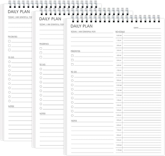 3 Pcs 24 Hour Daily Planner, To Do List for Work & Personal Life, 6.5 x 9.8 | Productivity Planner, Everyday Planner