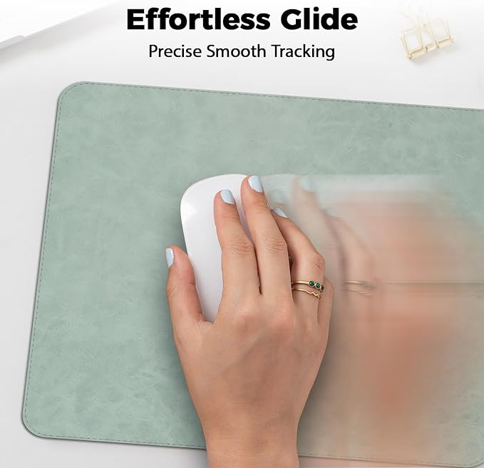 Mouse pad, Non-Slip Washable Waterproof Computer Mouse mat Thick for Laptop Wireless Mouse Home Office Travel, Portable 9.8"x 8.3" S Mint Green