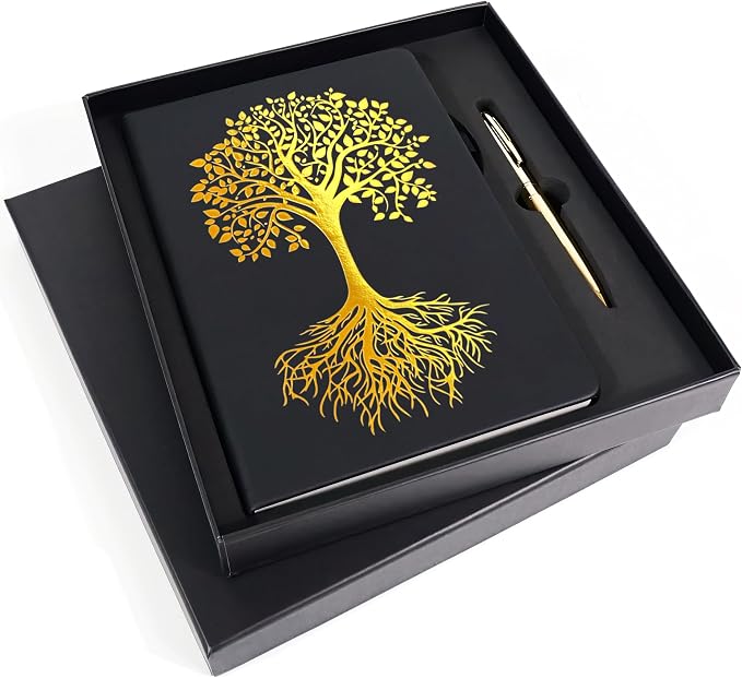 Veway Tree of Life Journal and Pen Gift Set - Vegan Leather Journal with Pen - Professional Diary for Women or Men - A5 Hardcover Fancy Notebook Gift Set - Index & 224 Lined Pages